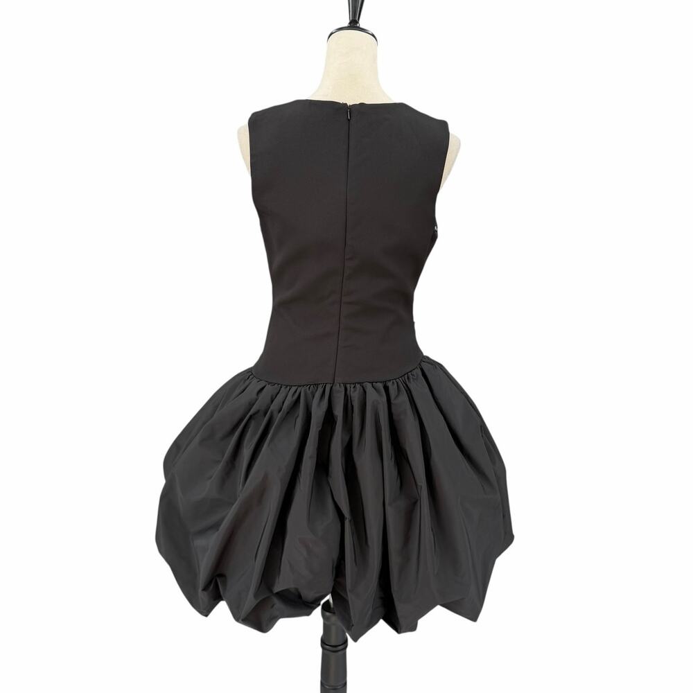 Mac Duggal NEW Black Sleeveless Crepe Bubble Skirt Formal Party Mini Dress - Picture 3 of 11